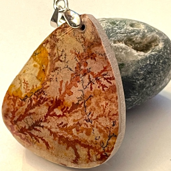 Natural Picture Jasper Pendant Crystal Gemstone Natural Stone - Picture 3 of 6